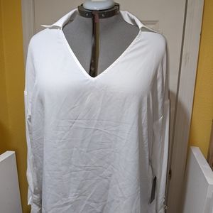 Eloquii 18 white shirt top blouse collar NWT